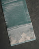 Blue Tissue Organza Silk Saree with Silver Border and Meenakari Blouse
