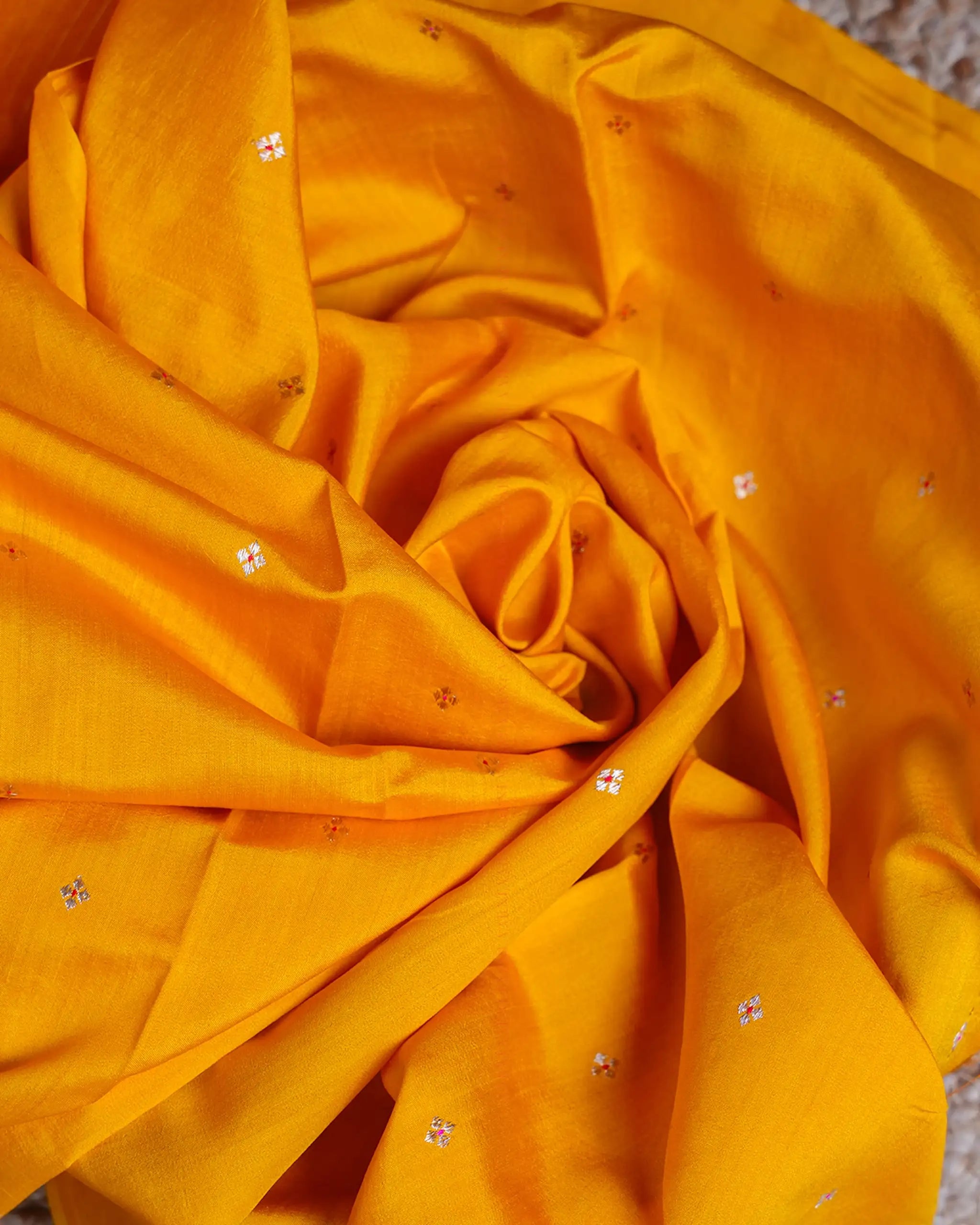 Yellow Banarasi Organza Saree with Gold Stripes
