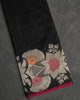 Black Banarasi Silk Saree with Silver Floral Meenakari Border