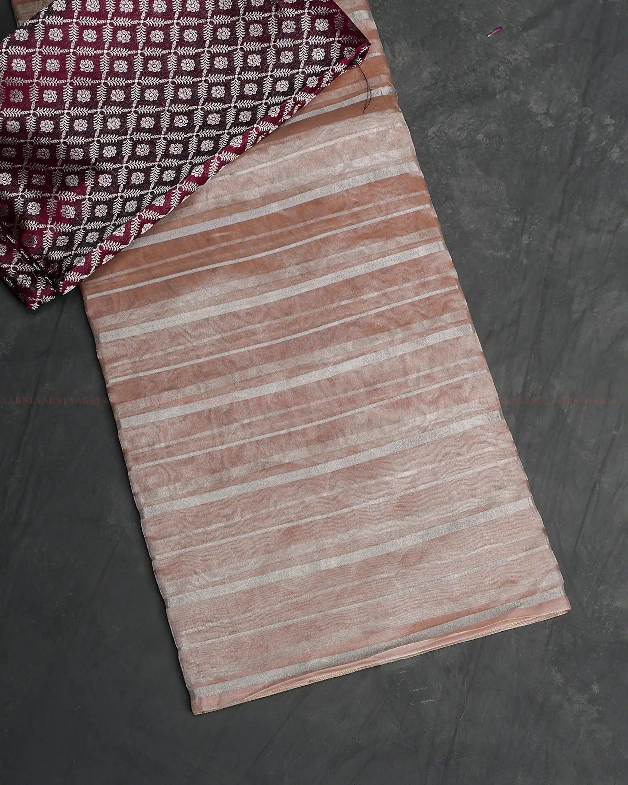 Peach Tissue Organza Silk Saree - Aarni Clothing - A Destination for Handpicked Ethnic Wear