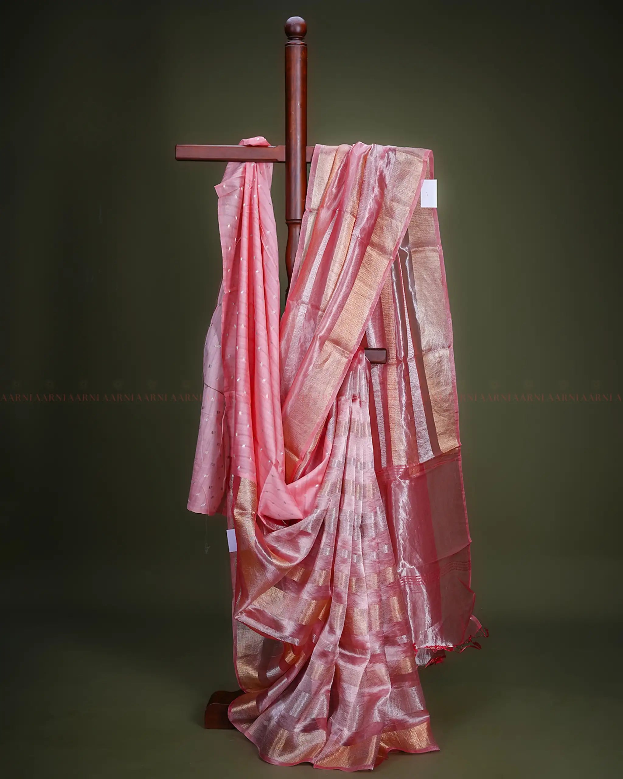 Pink Tissue Organza Silk Saree