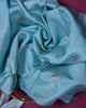 Blue Tissue Organza Silk Saree with Silver Border and Meenakari Blouse