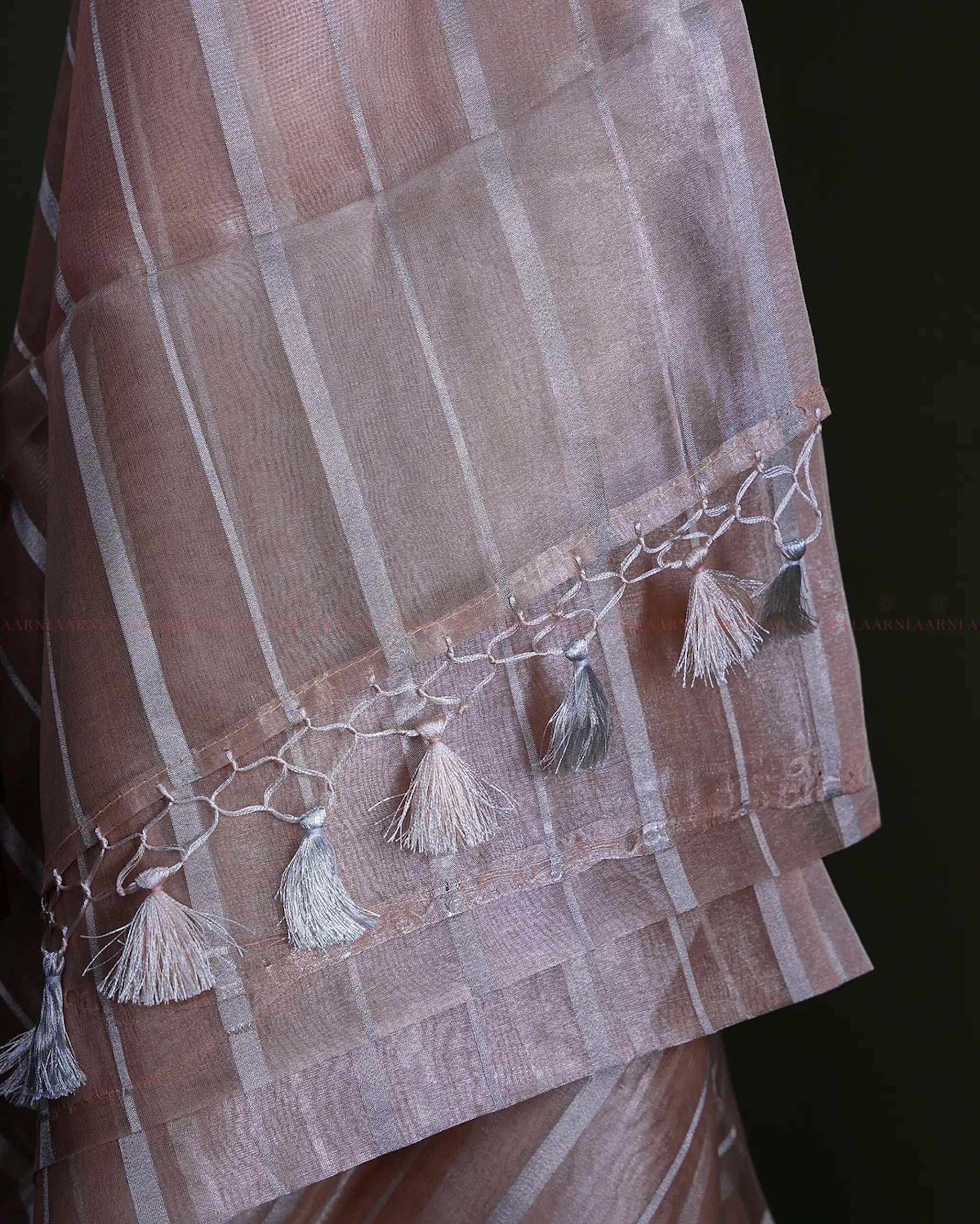 Peach Tissue Organza Silk Saree