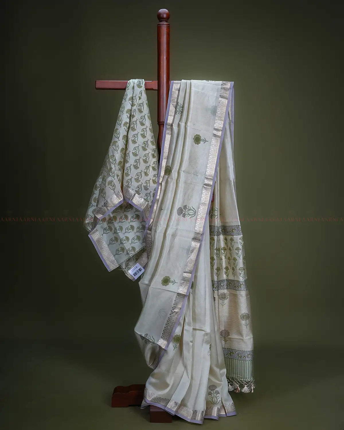 Cream Banarasi Silk Saree