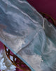 Blue Tissue Organza Silk Saree with Silver Border and Meenakari Blouse