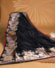 Black Banarasi Silk Saree with Silver Floral Meenakari Border