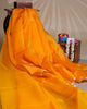 Yellow Banarasi Organza Saree with Gold Stripes - Aarni Clothing - A Destination for Handpicked Ethnic Wear