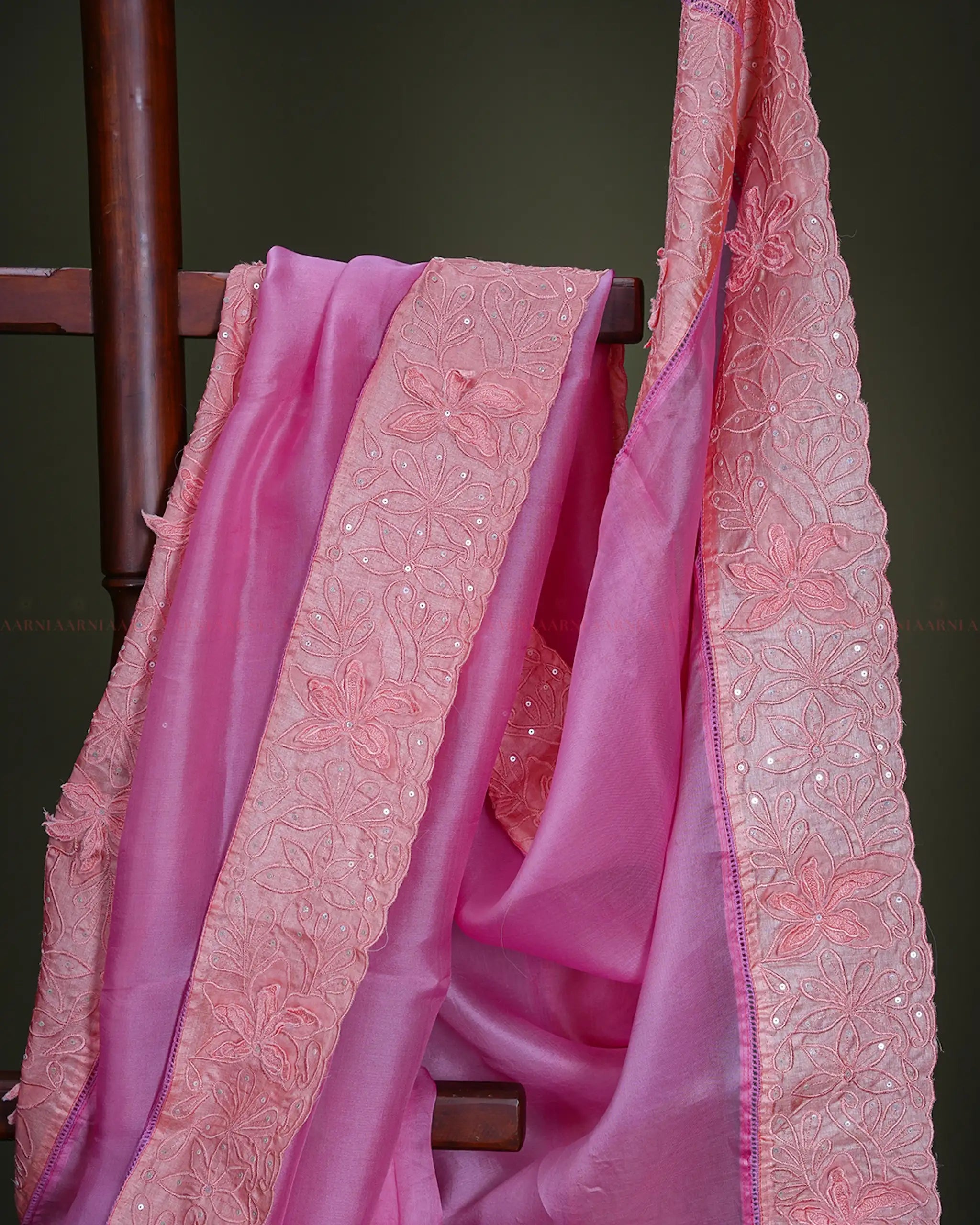 Pink Organza Saree