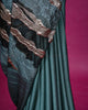 Green Turkish Organza Saree with Embroidered Blouse and Crepe Pleats