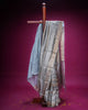 Tissue Organza Saree with Gold and Silver Stripes