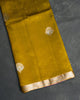 Green Banarasi Silk Saree with Gold Pallu and Purple Border
