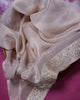 Pink Gold Tissue Organza Saree with Digital Floral Print and Sequin Border