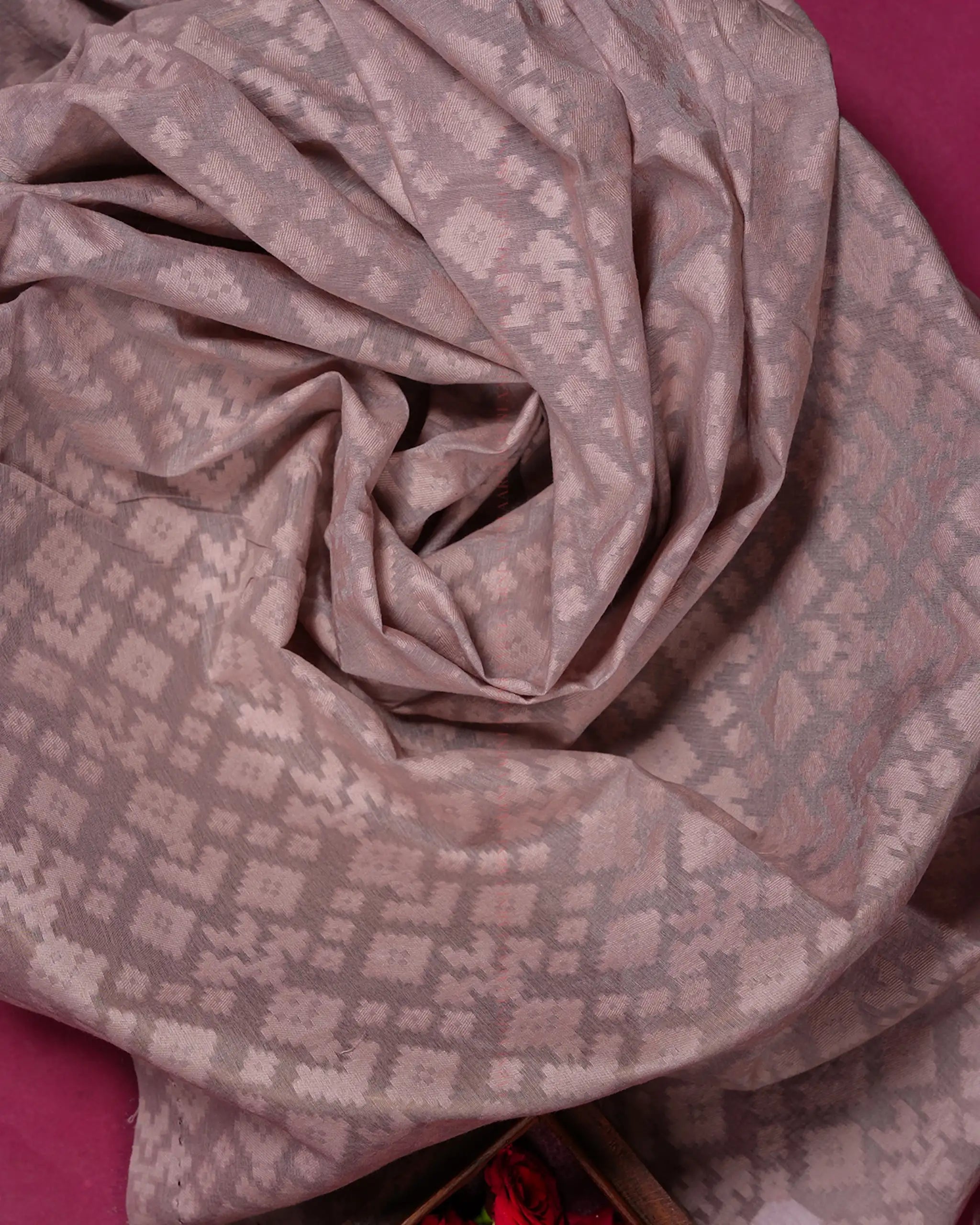 Soft Lavender Organza Saree with Gold and Silver Border