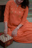 Rust Orange Mirror Embroidered Mul Chanderi Suit Set