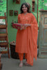 Rust Orange Mirror Embroidered Mul Chanderi Suit Set