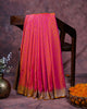 Pink Mashru Silk Saree with Geometric Brocade and Gold Border