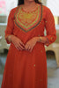 Rust Orange Dola Silk Zardosi Embroidred Suit Set