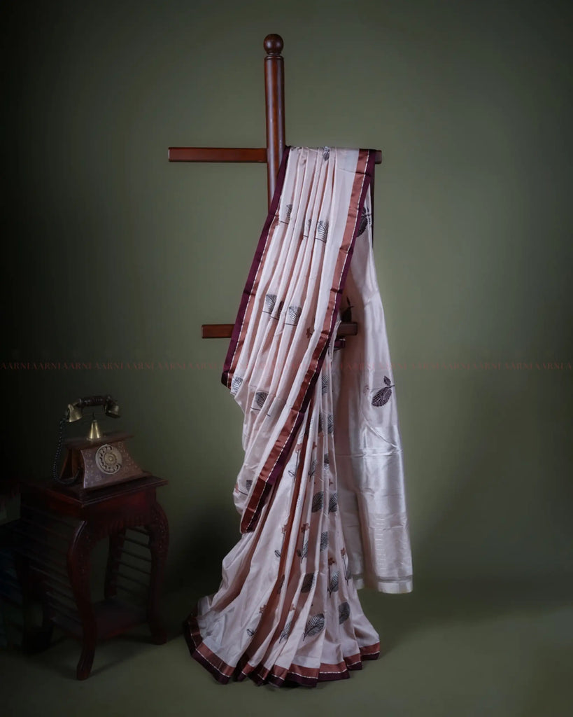 Pink Banarasi Silk Saree with Floral Motifs and Silver Pallu