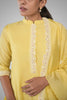 Yellow Floral & Pearl Embroidered Silk Suit Set
