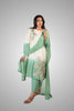 White & Green Applique Embroidered Silk Suit Set