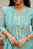 Blue Embroidered Mul Chanderi Suit Set