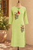 Green Embroidered Cotton Kurti