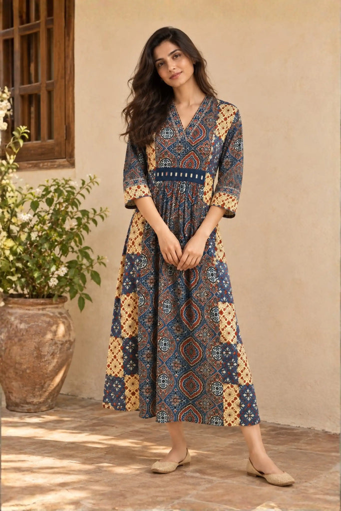 Ajrakh Printed Cotton Dress