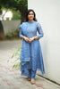 Blue Gota Embroidered Mul Chanderi Suit Set