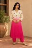 Ivory and Pink Silk Kurti Set