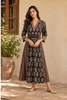Black Ajrakh Printed Cotton Dress