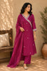 Magenta Beads and sequins embroidered Silk Suit Set