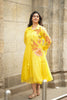 Yellow Embroidered Mul Chanderi Overcoat Dress