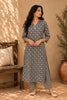 Grey Digital Printed Cotton Kurti Set