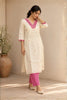 White Applique Embroidered Chanderi Silk Kurta Set