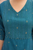 Blue Embroidered Handloom Cotton Kurti Set