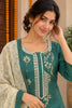 Teal Green Pearl Embroidered Kurthi and Dupatta Set
