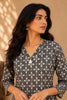 Grey Digital Printed Cotton Kurti Set