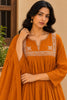Orange Beads Embroidered Silk Suit Set