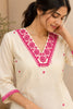 White Applique Embroidered Chanderi Silk Kurta Set