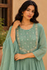 Blue Beads and Sequins Embroidered Mul Chanderi Suit Set