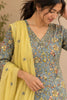 Gota and Beads Embroidered Printed Muslin Silk Suit