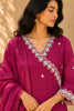 Magenta Beads and sequins embroidered Silk Suit Set