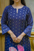 Blue Floral Printed Chanderi Silk Suit Set