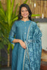 Blue Digital Printed Chanderi Silk Suit Set - Aarni Clothing - A Destination for Handpicked Ethnic Wear