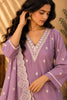 Purple Embroidered Silk Suit Set