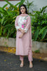Pink Cotton Applique Embroidered Suit Set