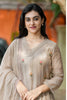Light Grey Floral Embroidered Mul Chanderi Suit set