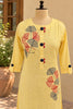 Yellow Floral Embroidered Cotton Kurti