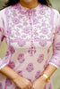 Purple Printed Cotton Kurti Set with Bead & Sequin Neckline Detailing