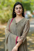 Olive Green Pearl Embroidery Mul Chanderi Suit Set